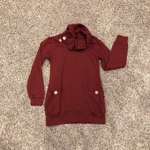 Scrunch neck sweater with buttons and POCKETS!